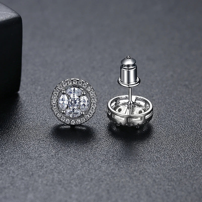 CZCITY Round Fashion Stud Luxury Cubic Zirconia Jewellery for Woman18k Geometric Zircon Stud Earrings
