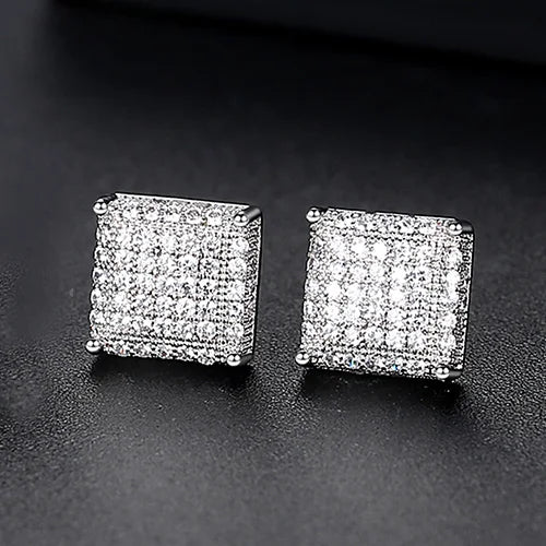 New Arrival Hip Hop Simple Square Earrings 3A CZ Stone Earrings for Men Women Punk Jewelry Wholesale
