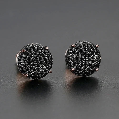 CZCITY New Fashion Round Stud Earrings for Women Dating Micro Cubic Zircon Three Color Luxury Jewelry Gift
