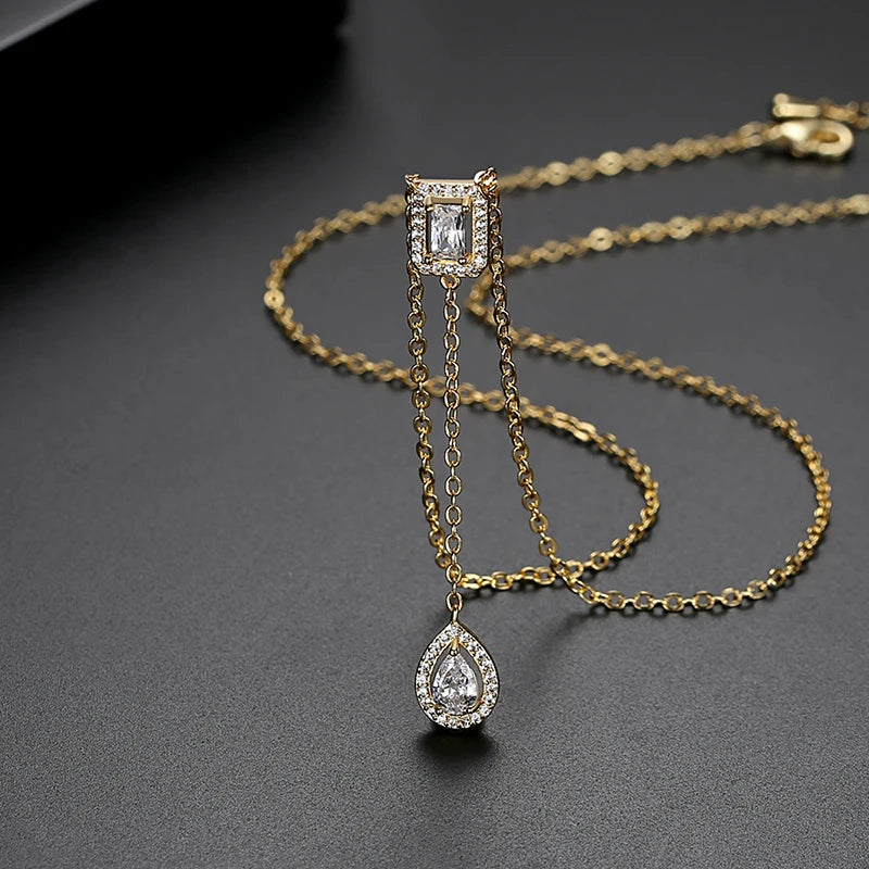 CZCITY Hot Sale CZ Diamond Pendant Necklace 18K Gold Plated Necklace Jewelry for Gifts Party