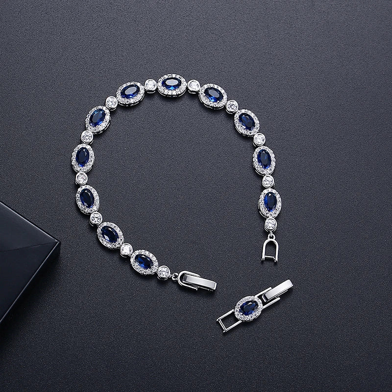 LUOTEEMI New Oval Shape Fashion Cubic Zircon Luxury Copper Tennis Bracelet for Girls Designer Womens Hand Jewelry Bracelets