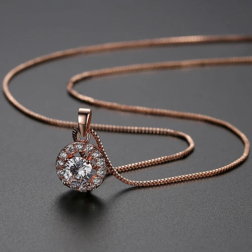 CZCITY Hot Sale Hearts & Arrows Cut Top Quality Carat CZ Diamond Round Pendant Sona Necklace