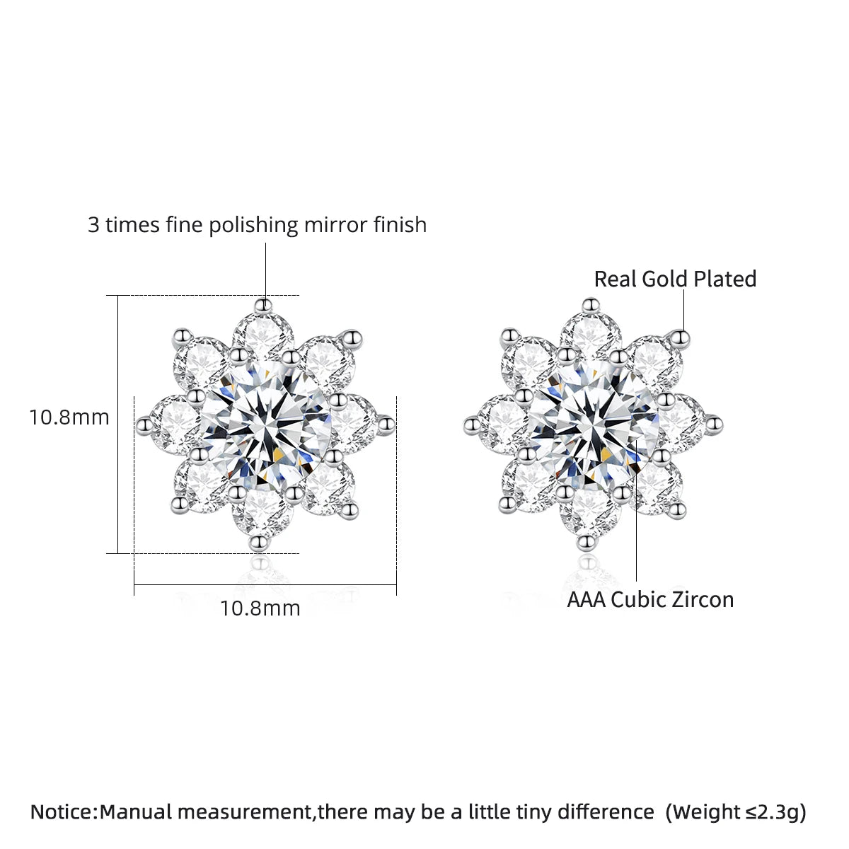 CZCITY Fashion Wholesale a AA Cubic Zircon Flower Cute Stud Earrings Diamond Female Wedding Party Stud Earrings for Women