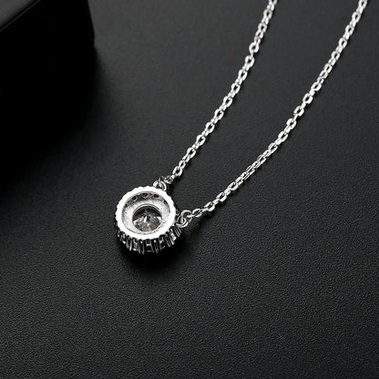 CZCITY Fashion Round Cut Cubic Zirconia CZ Stone Necklace for Couple Love Jewelry Gift