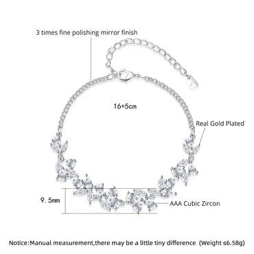 CZCITY Fashion Jewelry Charm Luxury Girl Korean Bling Iced Out Link Flower Cubic Zirconia Woman Chain Bracelet