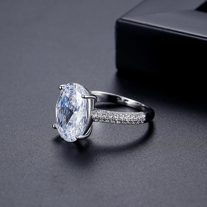 LUOTEEMI Oval Shape Pigeon Eggs Clear Cubic Zirconia Big CZ Stone Jewelry Finger Rings for Women Party Gifts Luxury Jewellery