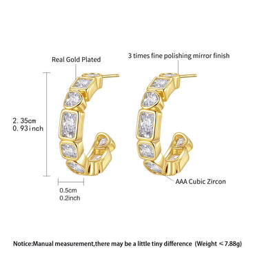 CZCITY Fashion Jewelry Lady Women's Hoop Zircon Korean Cute Geometric Clip On Earing Trendy Hoop Earrings