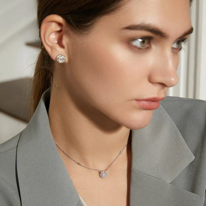CZCITY Round Fashion Stud Luxury Cubic Zirconia Jewellery for Woman18k Geometric Zircon Stud Earrings
