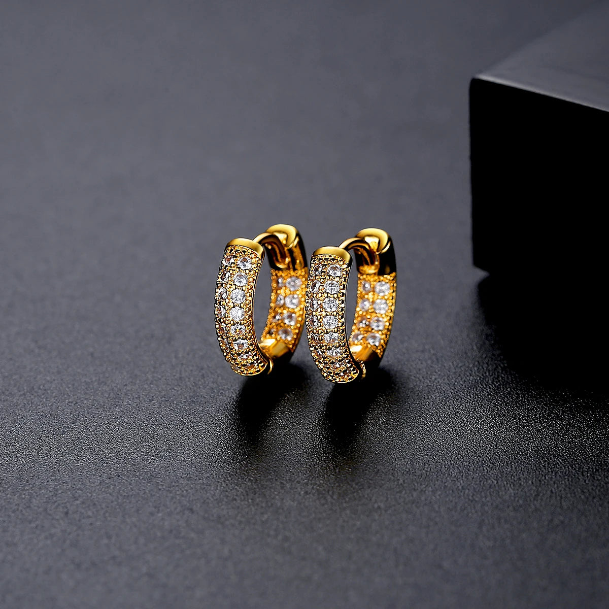 CZCITY Woman's Hoop Huggie Iced Out Man Dangle Vendor Inspired Famous Brand Japan Raw Brass Earring