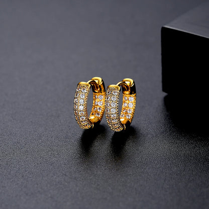 CZCITY Woman's Hoop Huggie Iced Out Man Dangle Vendor Inspired Famous Brand Japan Raw Brass Earring