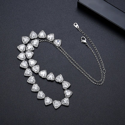 LUOTEEMI Luxury Chain Necklace Cubic Zirconia Heart Shape Elegant Party Anniversary Gifts Jewelry Charm Necklaces
