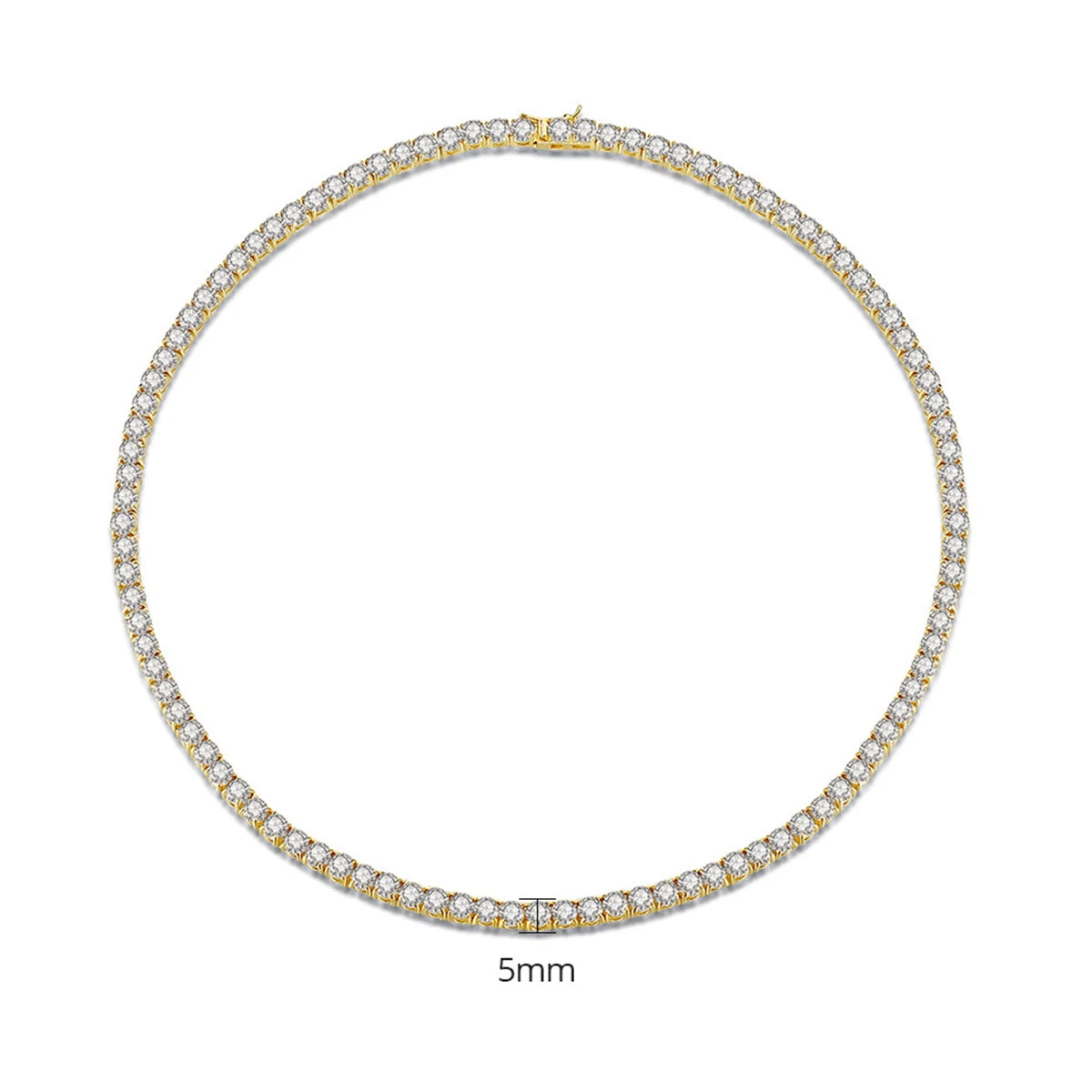 5mm Tennis Chain Diamond Necklace Iced Out Hip Hop Golden Tennis Chain Bling CZ Necklace
