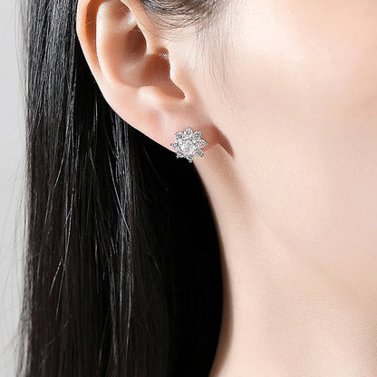CZCITY Fashion Wholesale a AA Cubic Zircon Flower Cute Stud Earrings Diamond Female Wedding Party Stud Earrings for Women