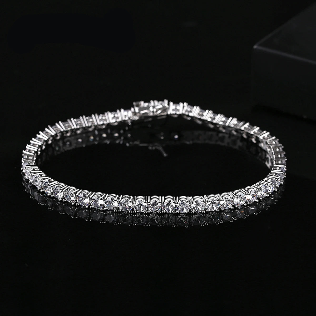 Women Copper 2021 Gold Plated Fashion Trendy Trending Mens Luxury Jewelry 4mm CZ Tennis Bracelet
