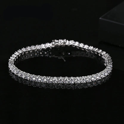 Women Copper 2021 Gold Plated Fashion Trendy Trending Mens Luxury Jewelry 4mm CZ Tennis Bracelet