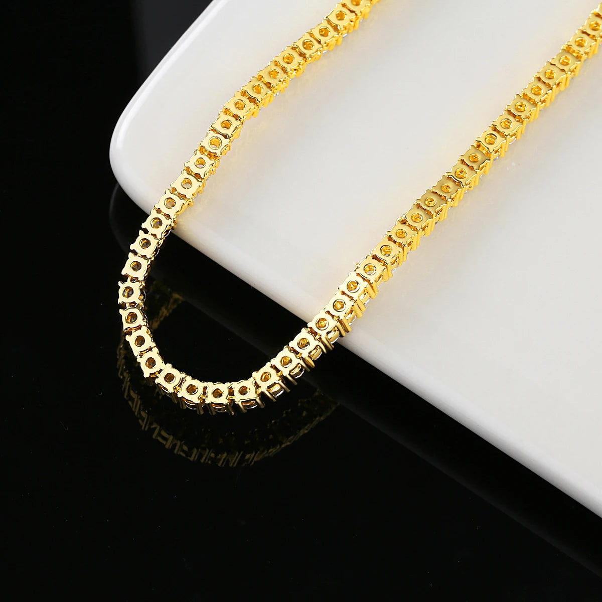 Trendy Luxury Women 18K Gold Plated Hiphop 3MM Cubic Zirconia Tennis Ice Out Hip Hop Bracelet for Men