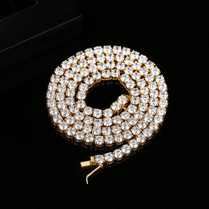 5mm Tennis Chain Diamond Necklace Iced Out Hip Hop Golden Tennis Chain Bling CZ Necklace