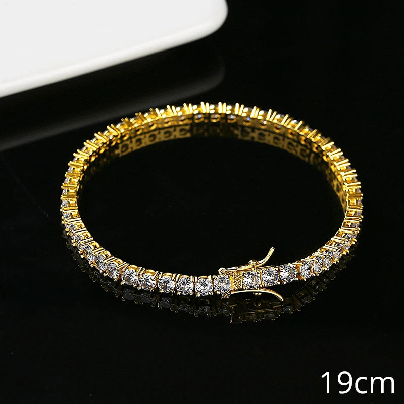 Women Copper 2021 Gold Plated Fashion Trendy Trending Mens Luxury Jewelry 4mm CZ Tennis Bracelet