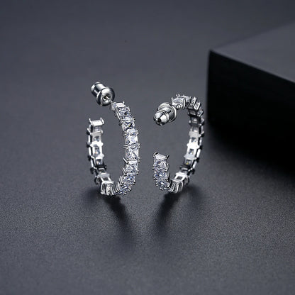 Lady Earing Jewelry New Fashion Large Geometric Bling Out Big Circle Woman Huggie Hoop Earring