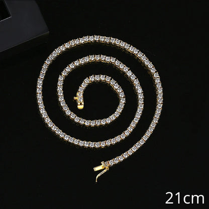 Trendy Luxury Women 18K Gold Plated Hiphop 3MM Cubic Zirconia Tennis Ice Out Hip Hop Bracelet for Men