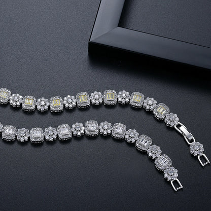 CZCITY High Quality 5A Cubic Zirconia Bracelet Rhodium Plated Eco-friendly Copper Jewelry 5A Zircon Link Bracelet for Women