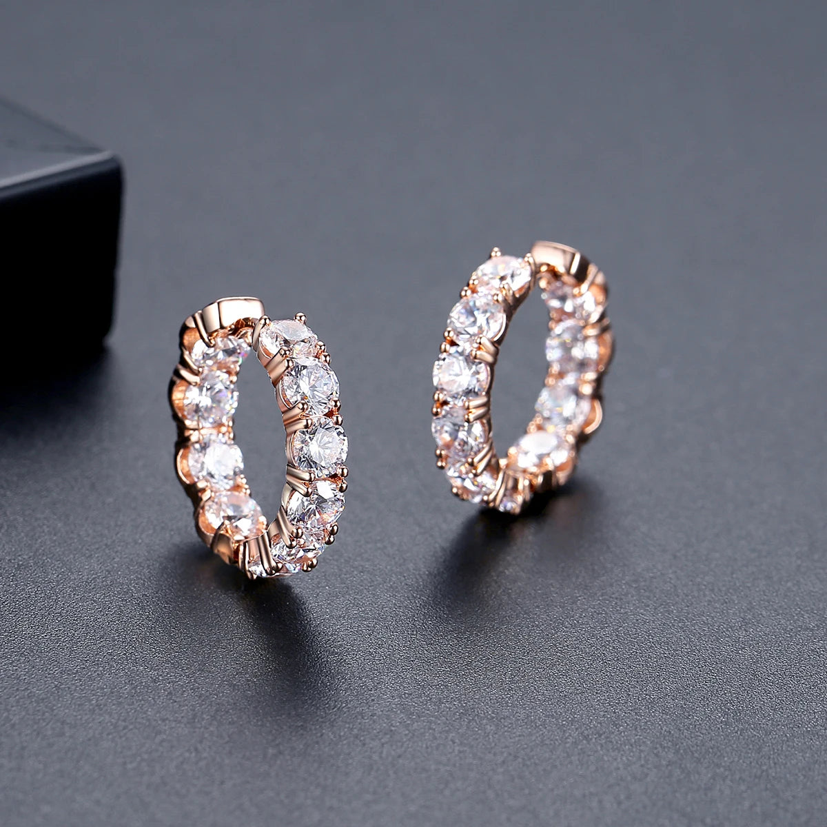 CZCITY New Design Classic Round Full of CZ Cubic Zirconia Trendy Korean Fashion Elegant Hoop Earings