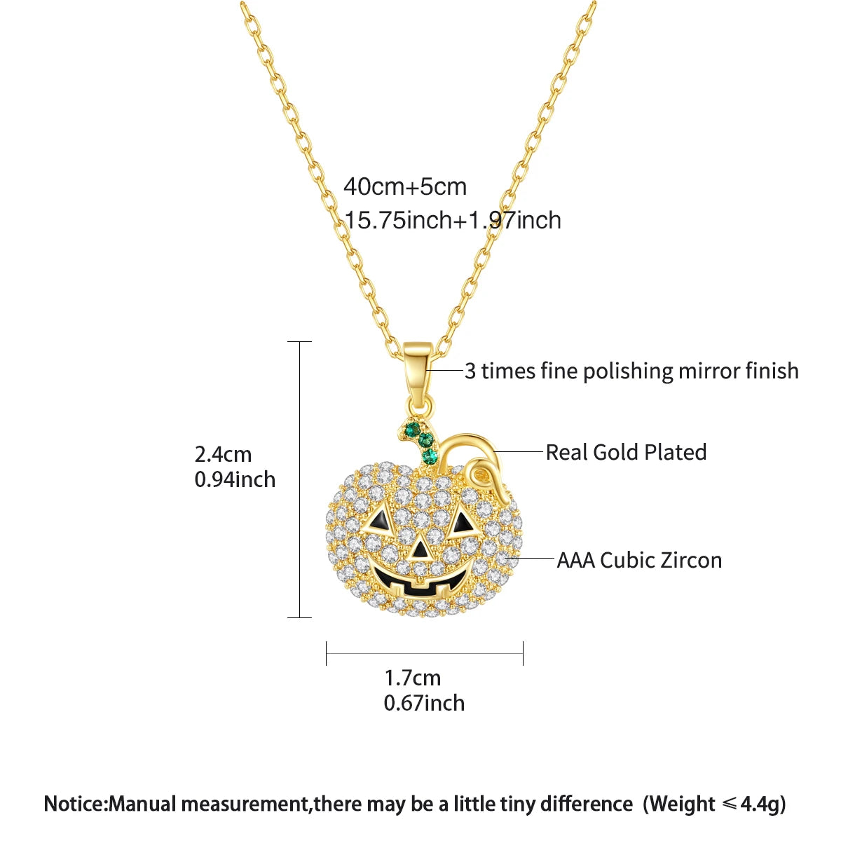 LUOTEEMI 2026 New Halloween Pumpkin Cartoon Fashion Cubic Zirconia Gold Color Link Chain Pendant Necklace Girls Hot Sale Jewelry