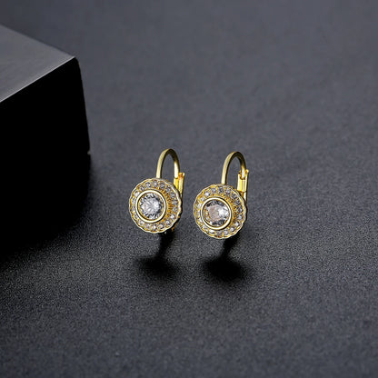 CZCITY Brass Elegant Woman Earing 2026 Cubic Zirconia Hoop Statement Charm Luxury Gold Korean Earrings