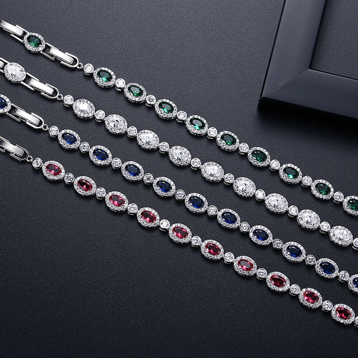 LUOTEEMI New Oval Shape Fashion Cubic Zircon Luxury Copper Tennis Bracelet for Girls Designer Womens Hand Jewelry Bracelets