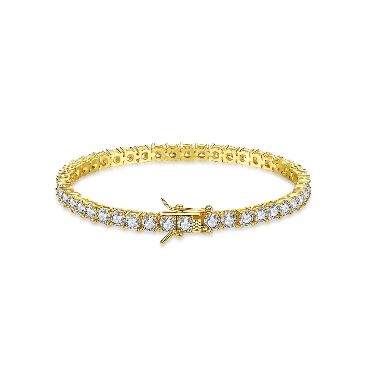 Trendy Luxury Women 18K Gold Plated Hiphop 3MM Cubic Zirconia Tennis Ice Out Hip Hop Bracelet for Men