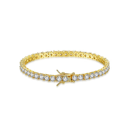 Trendy Luxury Women 18K Gold Plated Hiphop 3MM Cubic Zirconia Tennis Ice Out Hip Hop Bracelet for Men