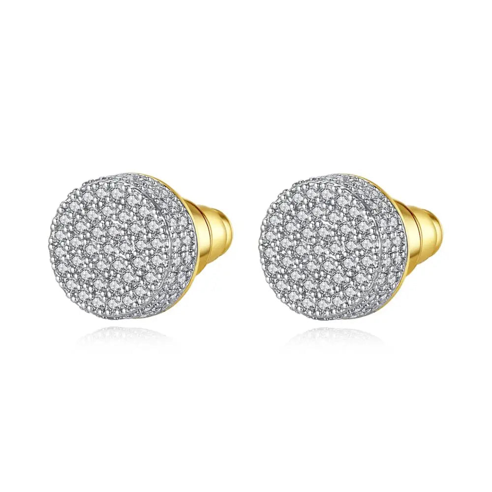 CZCITY Double Gold Plating High Quality Ear Stud Small Cubic Zirconia Hop Hop Stud Earrings for Men