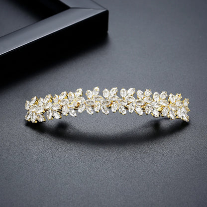 LUOTEEMI Geometric Rectangle Clear Zircon Flower Shape French Pin Jewellery Hair Women Luxury Hair Clip Pin Bridal Wedding