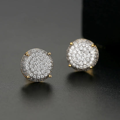 CZCITY New Fashion Round Stud Earrings for Women Dating Micro Cubic Zircon Three Color Luxury Jewelry Gift