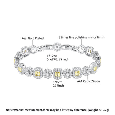 CZCITY High Quality 5A Cubic Zirconia Bracelet Rhodium Plated Eco-friendly Copper Jewelry 5A Zircon Link Bracelet for Women