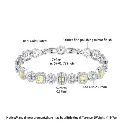 CZCITY High Quality 5A Cubic Zirconia Bracelet Rhodium Plated Eco-friendly Copper Jewelry 5A Zircon Link Bracelet for Women