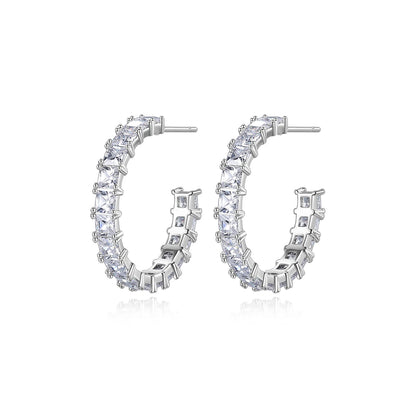 Lady Earing Jewelry New Fashion Large Geometric Bling Out Big Circle Woman Huggie Hoop Earring
