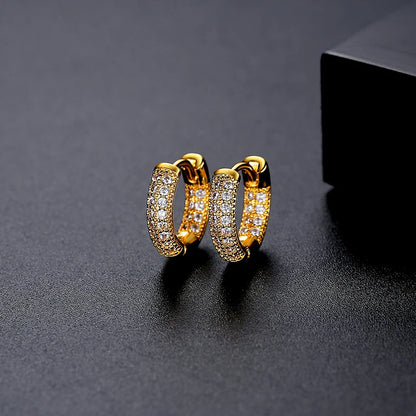 CZCITY Woman's Hoop Huggie Iced Out Man Dangle Vendor Inspired Famous Brand Japan Raw Brass Earring
