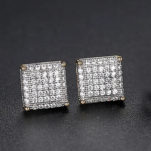 New Arrival Hip Hop Simple Square Earrings 3A CZ Stone Earrings for Men Women Punk Jewelry Wholesale
