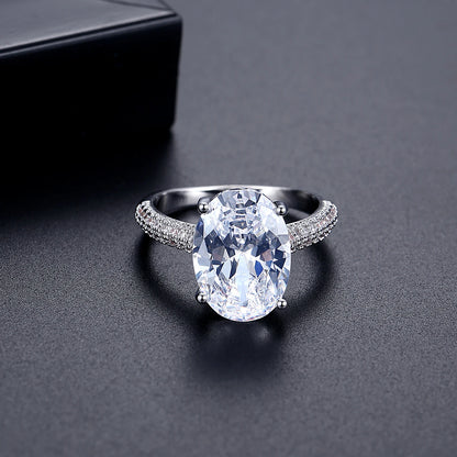 LUOTEEMI Oval Shape Pigeon Eggs Clear Cubic Zirconia Big CZ Stone Jewelry Finger Rings for Women Party Gifts Luxury Jewellery