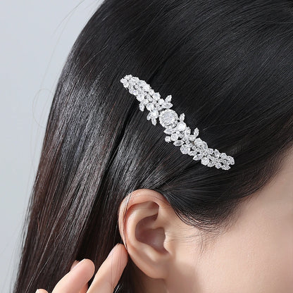 LUOTEEMI Fashion Brass Parts Zircon Stone Girls French Pin Jewelry for Hair Party Jewelry Hair Clips Wedding Gifts