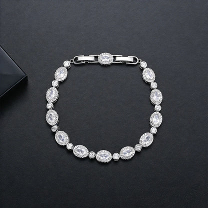 LUOTEEMI New Oval Shape Fashion Cubic Zircon Luxury Copper Tennis Bracelet for Girls Designer Womens Hand Jewelry Bracelets