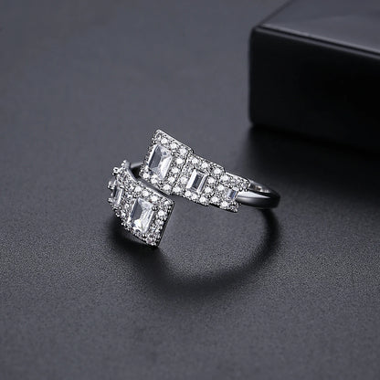 LUOTEEMI Luxury Full of Tiny CZ Elegant Womens Big Adjustable Finger Ring Cubic Zirconia European Rings for Women