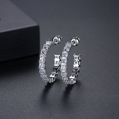 Lady Earing Jewelry New Fashion Large Geometric Bling Out Big Circle Woman Huggie Hoop Earring