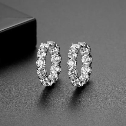 CZCITY New Design Classic Round Full of CZ Cubic Zirconia Trendy Korean Fashion Elegant Hoop Earings