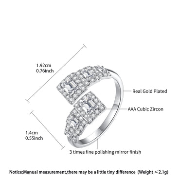 LUOTEEMI Luxury Full of Tiny CZ Elegant Womens Big Adjustable Finger Ring Cubic Zirconia European Rings for Women