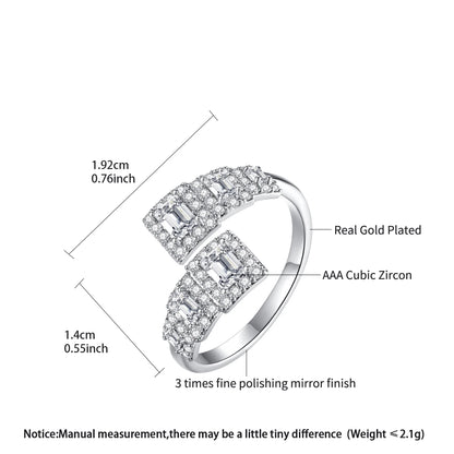LUOTEEMI Luxury Full of Tiny CZ Elegant Womens Big Adjustable Finger Ring Cubic Zirconia European Rings for Women