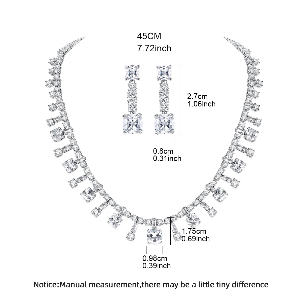 LUOTEEMI Luxury Geometric Zircon Stone Clear Color Bridal Jewelry Copper Cubic Zirconia Sets for Wedding Luxury Jewellery Set