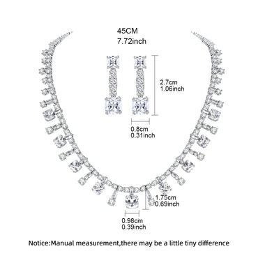 LUOTEEMI Luxury Geometric Zircon Stone Clear Color Bridal Jewelry Copper Cubic Zirconia Sets for Wedding Luxury Jewellery Set