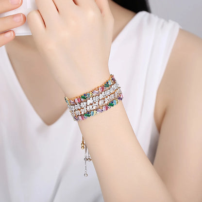 CZCITY New Trendy Fashion  Irregular Cubic Zircon Adjustable Slide Bracelet Multi Tennis Bracelets